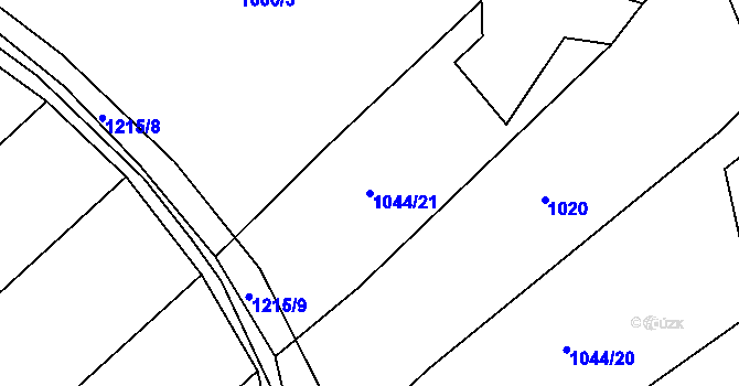Parcela st. 1044/21 v KÚ Bukvice u Trhových Svinů, Katastrální mapa