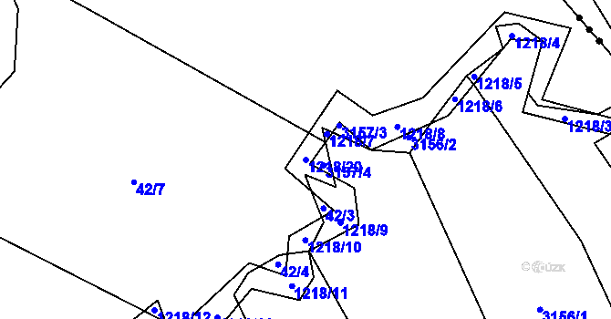 Parcela st. 1218/20 v KÚ Bukvice u Trhových Svinů, Katastrální mapa