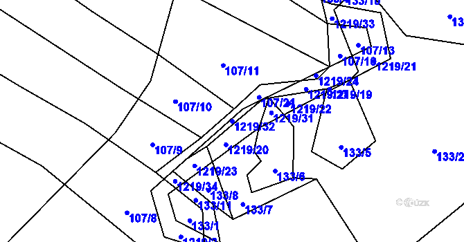 Parcela st. 1219/32 v KÚ Bukvice u Trhových Svinů, Katastrální mapa