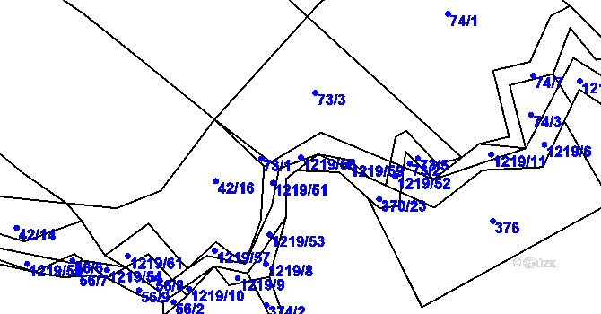 Parcela st. 1219/58 v KÚ Bukvice u Trhových Svinů, Katastrální mapa
