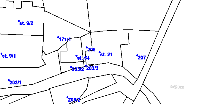 Parcela st. 21 v KÚ Pěčín u Trhových Svinů, Katastrální mapa
