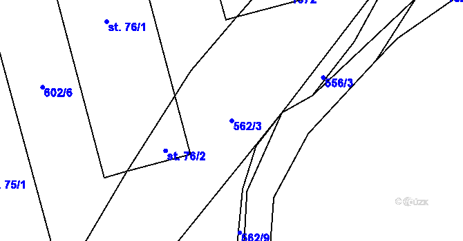 Parcela st. 562/3 v KÚ Pěčín u Trhových Svinů, Katastrální mapa
