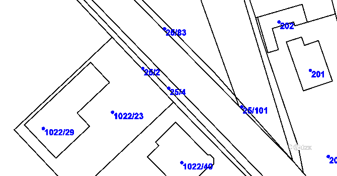 Parcela st. 25/4 v KÚ Trhový Štěpánov, Katastrální mapa
