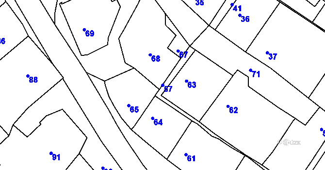 Parcela st. 57 v KÚ Trhový Štěpánov, Katastrální mapa