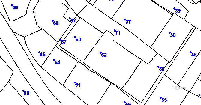 Parcela st. 62 v KÚ Trhový Štěpánov, Katastrální mapa