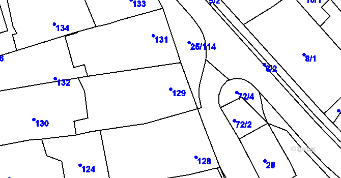 Parcela st. 129 v KÚ Trhový Štěpánov, Katastrální mapa
