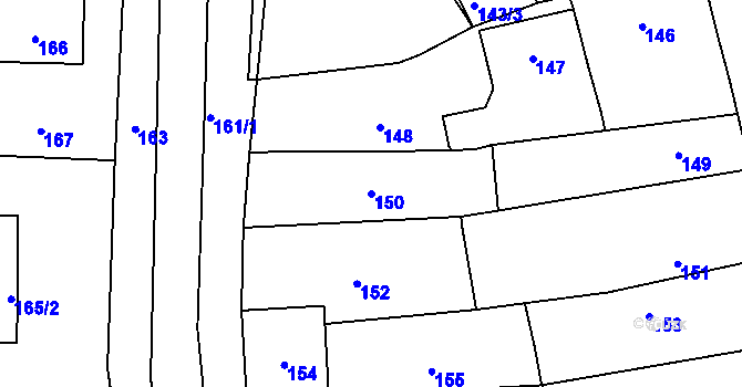 Parcela st. 150 v KÚ Trhový Štěpánov, Katastrální mapa