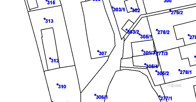 Parcela st. 307 v KÚ Trhový Štěpánov, Katastrální mapa