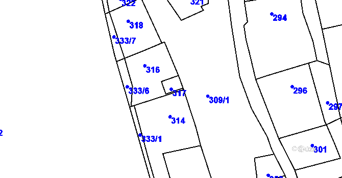 Parcela st. 317 v KÚ Trhový Štěpánov, Katastrální mapa