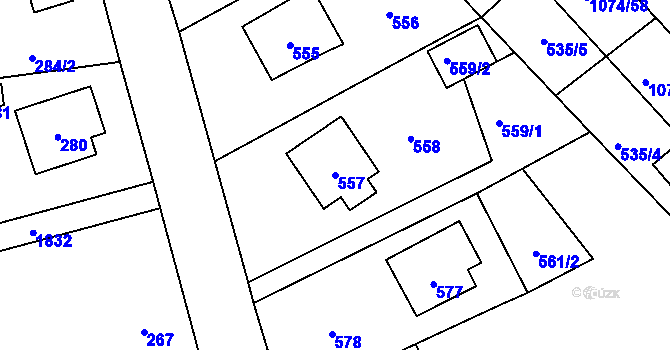 Parcela st. 557 v KÚ Trhový Štěpánov, Katastrální mapa