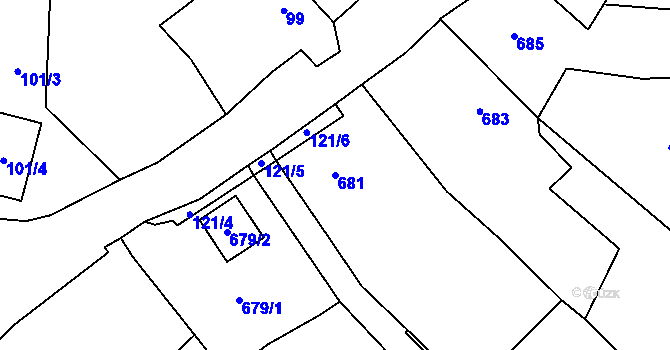Parcela st. 681 v KÚ Trhový Štěpánov, Katastrální mapa