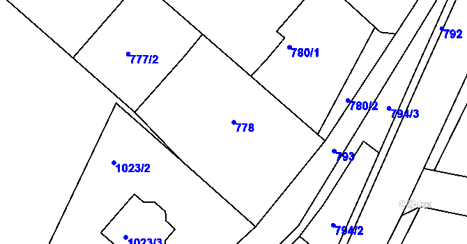 Parcela st. 778 v KÚ Trhový Štěpánov, Katastrální mapa