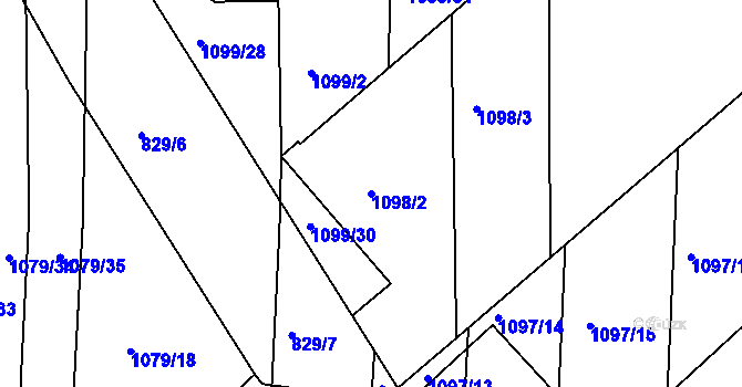 Parcela st. 1098/2 v KÚ Trhový Štěpánov, Katastrální mapa