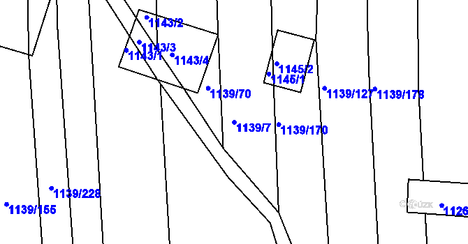 Parcela st. 1139/7 v KÚ Trhový Štěpánov, Katastrální mapa