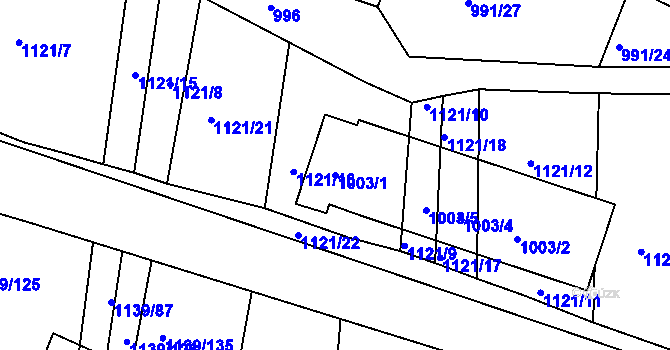 Parcela st. 1003/1 v KÚ Trhový Štěpánov, Katastrální mapa