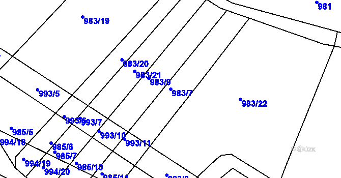 Parcela st. 983/7 v KÚ Trhový Štěpánov, Katastrální mapa