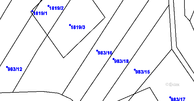 Parcela st. 983/16 v KÚ Trhový Štěpánov, Katastrální mapa