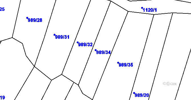 Parcela st. 989/34 v KÚ Trhový Štěpánov, Katastrální mapa