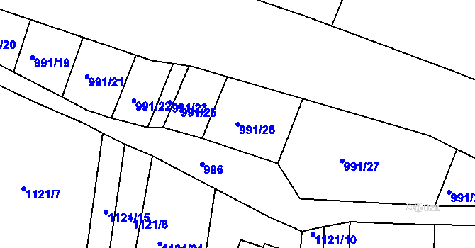Parcela st. 991/26 v KÚ Trhový Štěpánov, Katastrální mapa