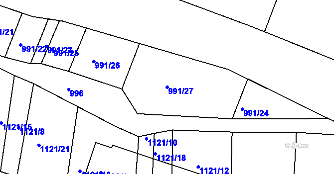 Parcela st. 991/27 v KÚ Trhový Štěpánov, Katastrální mapa