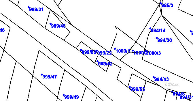 Parcela st. 999/22 v KÚ Trhový Štěpánov, Katastrální mapa
