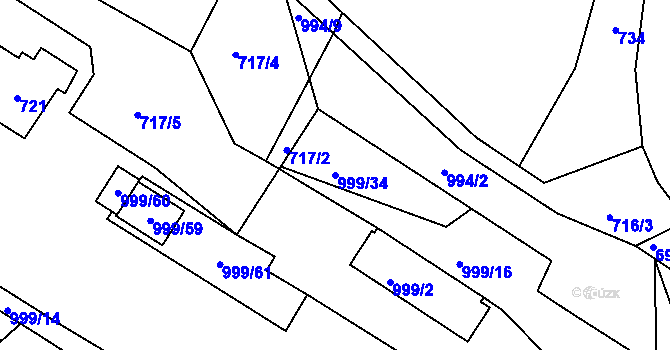 Parcela st. 999/34 v KÚ Trhový Štěpánov, Katastrální mapa