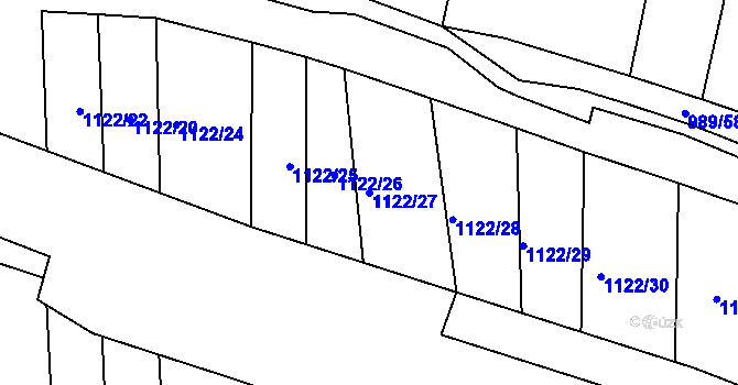 Parcela st. 1122/27 v KÚ Trhový Štěpánov, Katastrální mapa