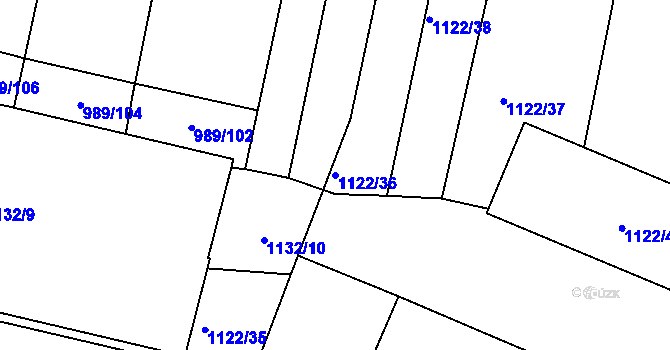 Parcela st. 1122/36 v KÚ Trhový Štěpánov, Katastrální mapa