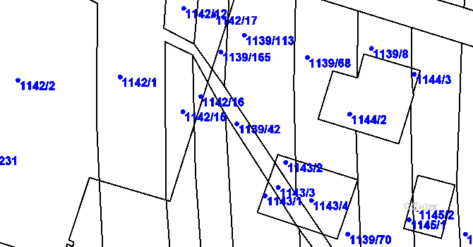 Parcela st. 1139/42 v KÚ Trhový Štěpánov, Katastrální mapa