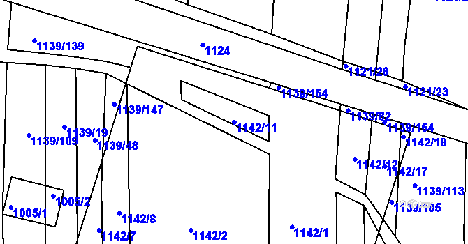 Parcela st. 1142/11 v KÚ Trhový Štěpánov, Katastrální mapa