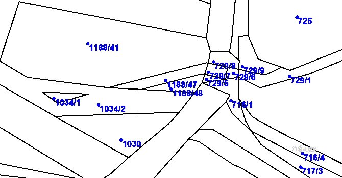 Parcela st. 1188/48 v KÚ Trhový Štěpánov, Katastrální mapa