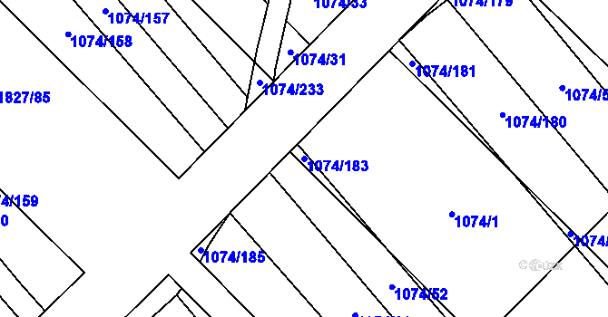 Parcela st. 1074/183 v KÚ Trhový Štěpánov, Katastrální mapa