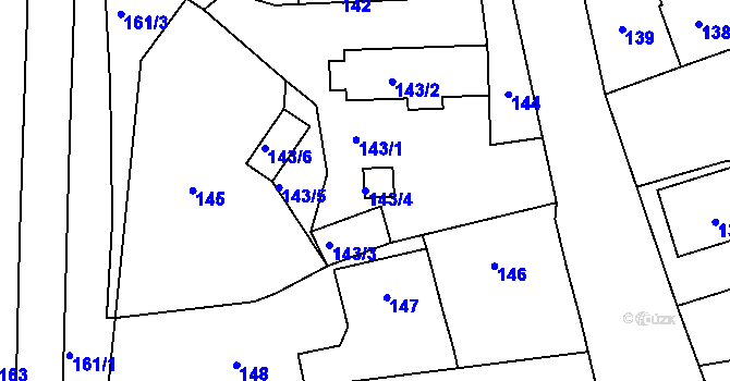 Parcela st. 143/4 v KÚ Trhový Štěpánov, Katastrální mapa