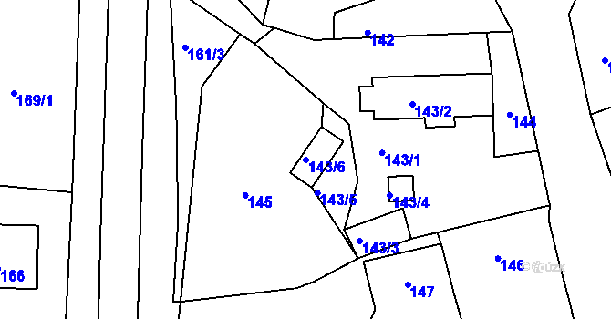 Parcela st. 143/6 v KÚ Trhový Štěpánov, Katastrální mapa