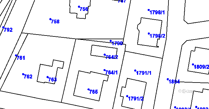 Parcela st. 764/2 v KÚ Trhový Štěpánov, Katastrální mapa