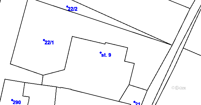 Parcela st. 9 v KÚ Trnava, Katastrální mapa