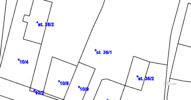 Parcela st. 36/1 v KÚ Trnava, Katastrální mapa