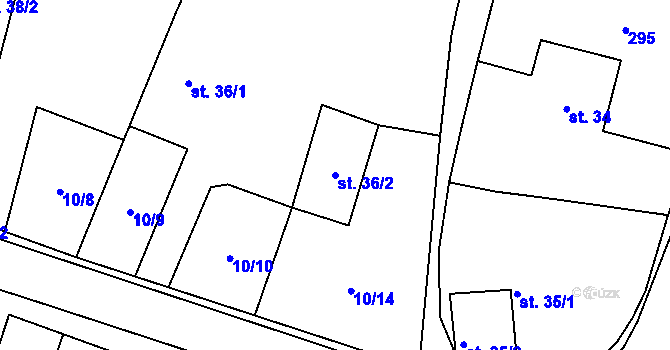 Parcela st. 36/2 v KÚ Trnava, Katastrální mapa
