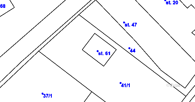 Parcela st. 61 v KÚ Trnava, Katastrální mapa
