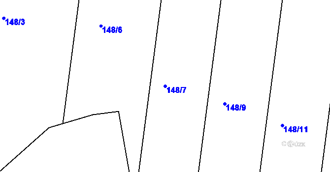Parcela st. 148/7 v KÚ Trnava, Katastrální mapa