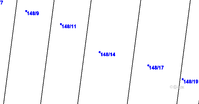 Parcela st. 148/14 v KÚ Trnava, Katastrální mapa