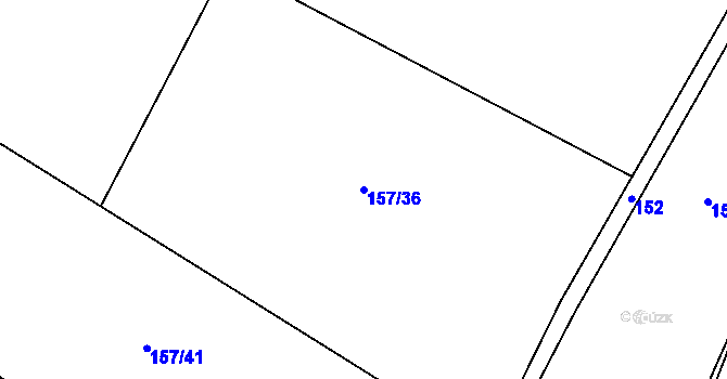 Parcela st. 157/36 v KÚ Trnava, Katastrální mapa
