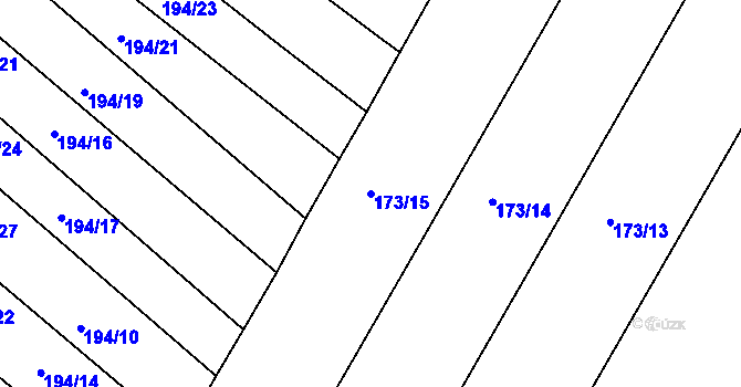 Parcela st. 173/15 v KÚ Trnava, Katastrální mapa