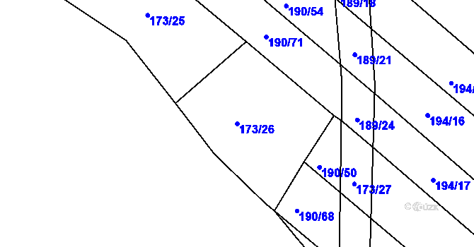 Parcela st. 173/26 v KÚ Trnava, Katastrální mapa