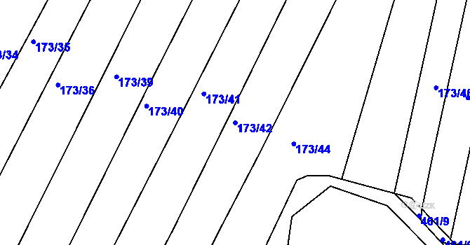 Parcela st. 173/42 v KÚ Trnava, Katastrální mapa
