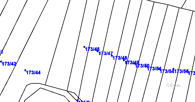 Parcela st. 173/47 v KÚ Trnava, Katastrální mapa