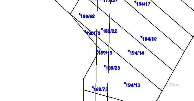 Parcela st. 189/19 v KÚ Trnava, Katastrální mapa