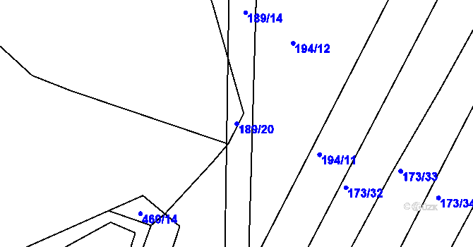 Parcela st. 189/20 v KÚ Trnava, Katastrální mapa