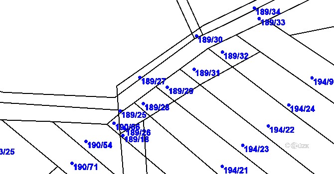 Parcela st. 189/29 v KÚ Trnava, Katastrální mapa