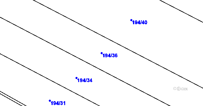 Parcela st. 194/36 v KÚ Trnava, Katastrální mapa